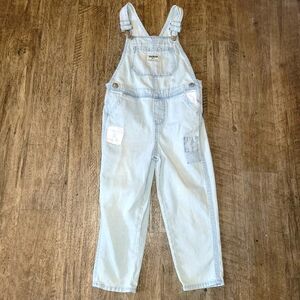 OshKosh B'gosh Girls Light Wash Denim Overalls With Patchwork Accents Girls 4T